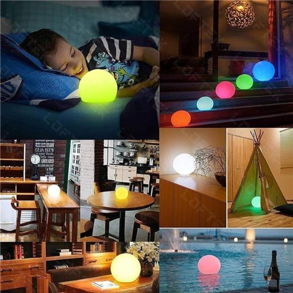 LED Light Ball: 6-inch Nursery Night Light with Remote and Press Control, 16 RGB - Picture 6 of 6